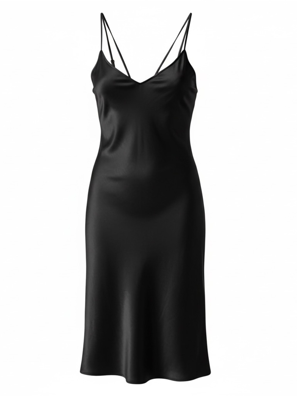Elegant Black Slip Dress with Double Spaghetti Straps